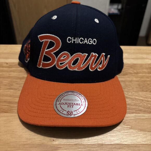 Chicago Bears SnapBack NFL Mitchell & Ness Script Vintage Collection Hat Cap - Picture 2 of 10